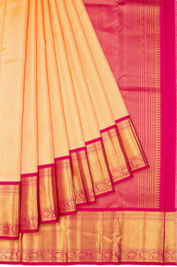 Orange Kanchipuram Silk Saree with Rudraksha Design