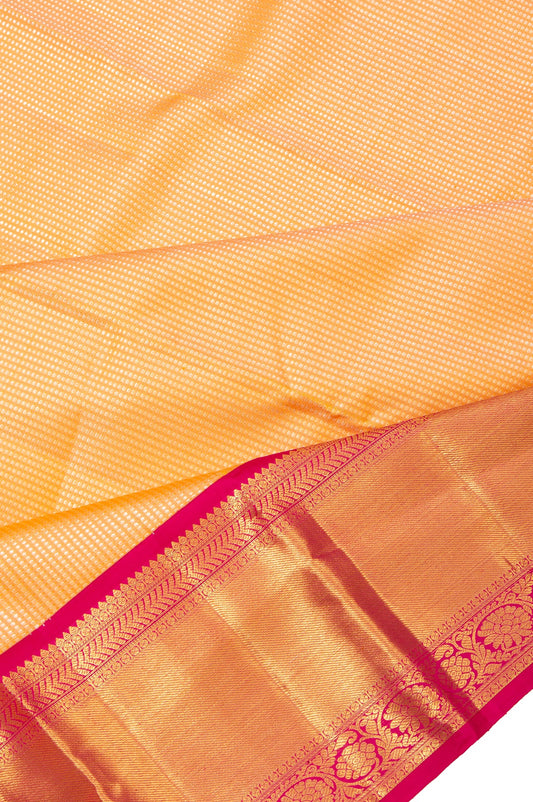 Orange Kanchipuram Silk Saree with Rudraksha Design