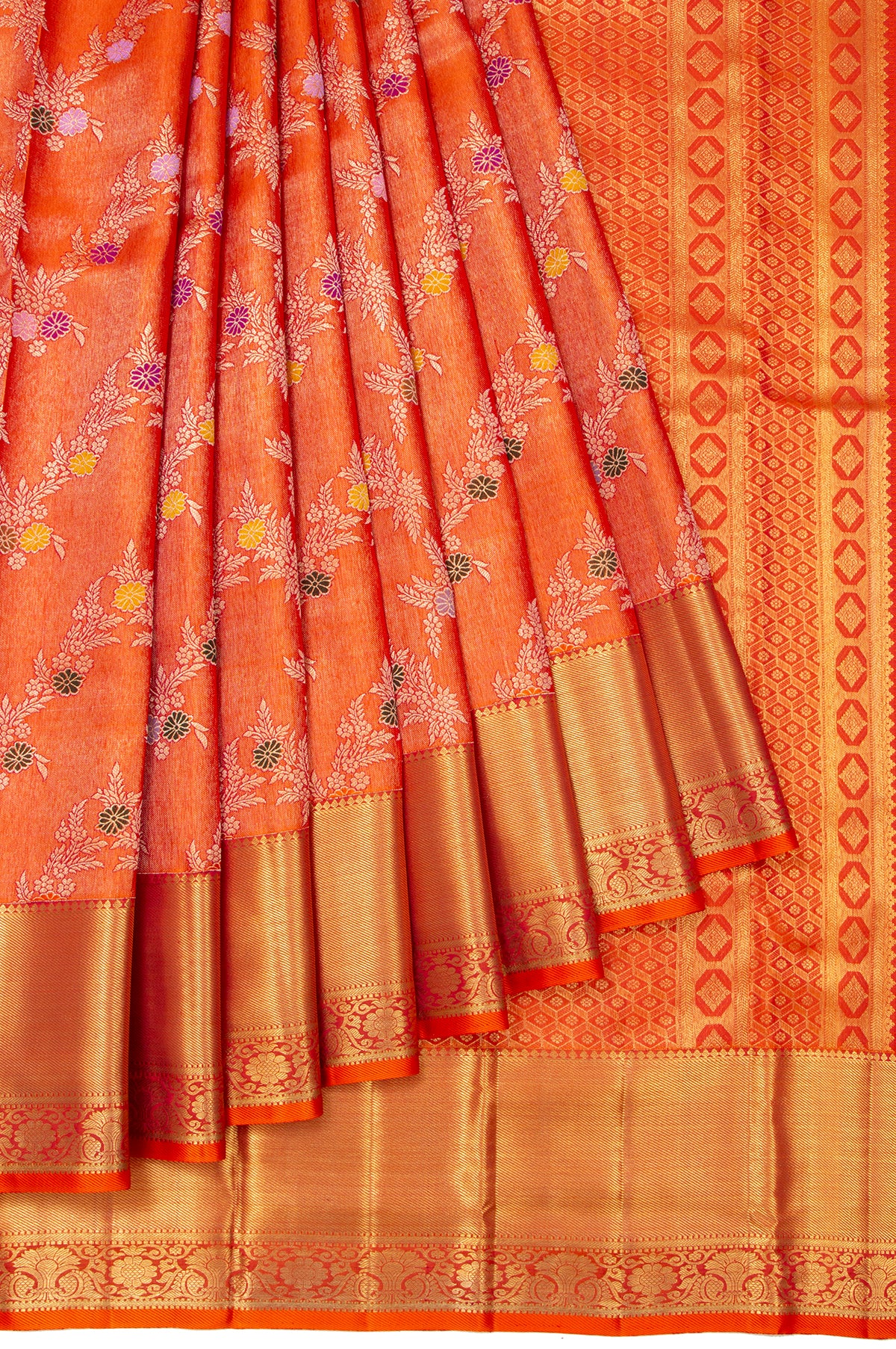 Orange Kanchipuram Silk Saree