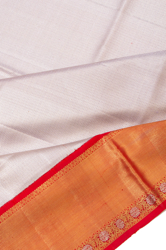 Silver Kanchipuram Tissue Silk Saree with Floral Pallu