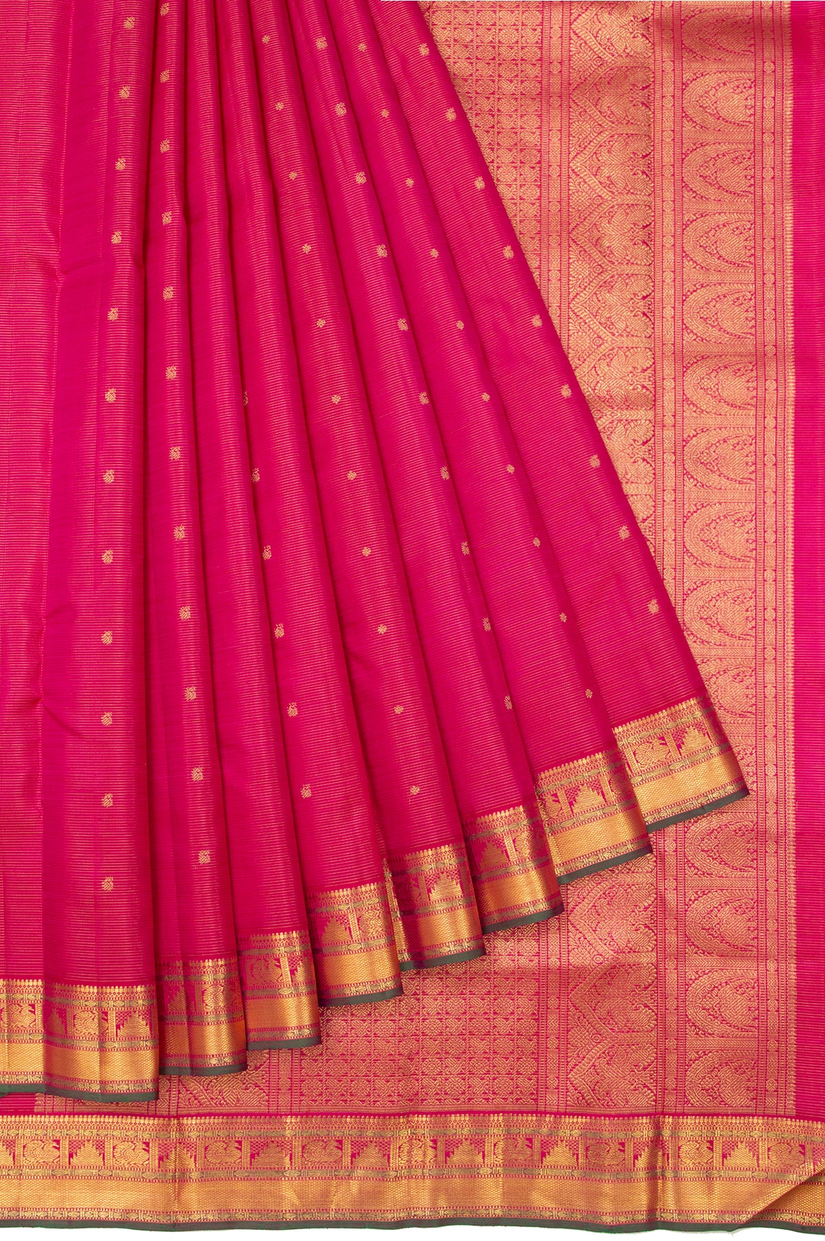 Pink Kanchipuram Silk Saree with Vairi Oosi Design