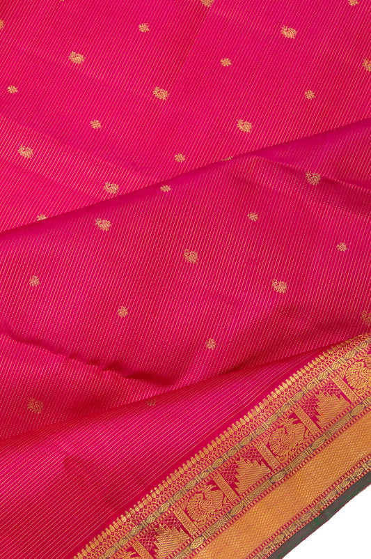 Pink Kanchipuram Silk Saree with Vairi Oosi Design