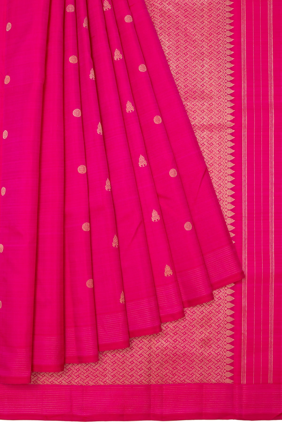 Pink Kanchipuram Silk Saree with Parrot Green Blouse