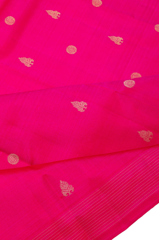 Pink Kanchipuram Silk Saree with Geometrical Pattern