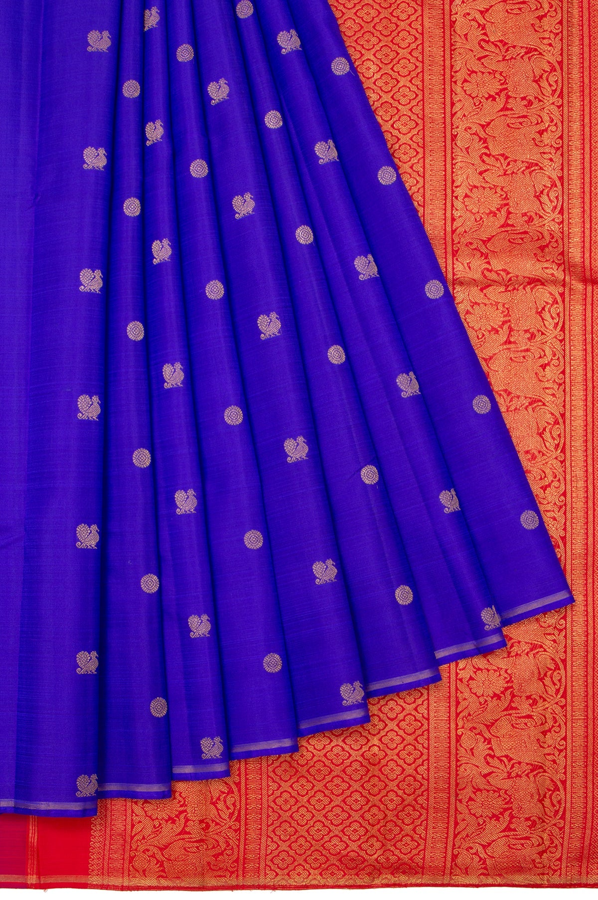 Violet Kanchipuram Silk Saree with Red Pallu