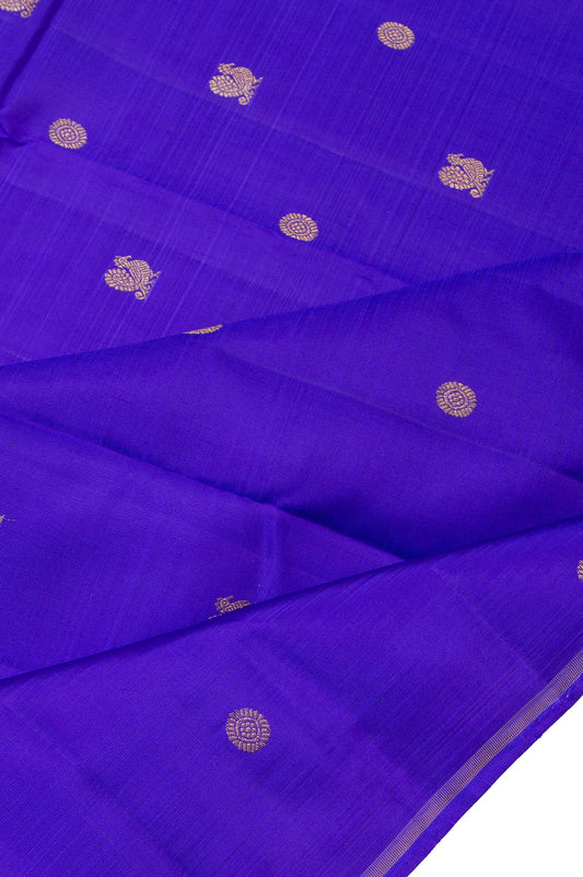 Violet Kanchipuram Silk Saree with Yanai, Kuthirai, and Mayil