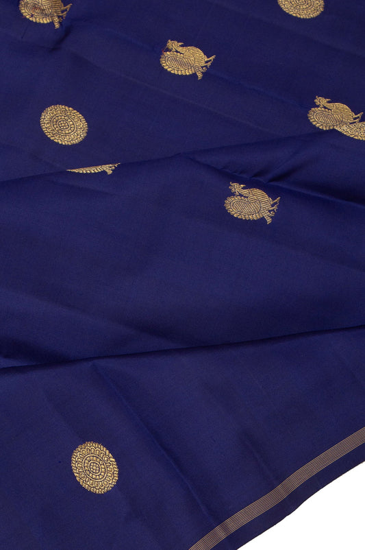 Navy Blue Kanchipuram Silk Saree with Kaddi Border