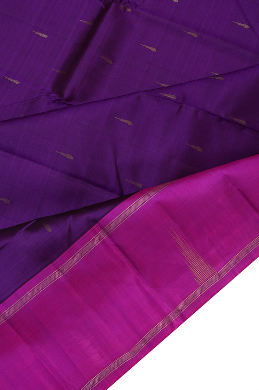 Violet Kanchipuram Silk Saree with Magenta Blouse