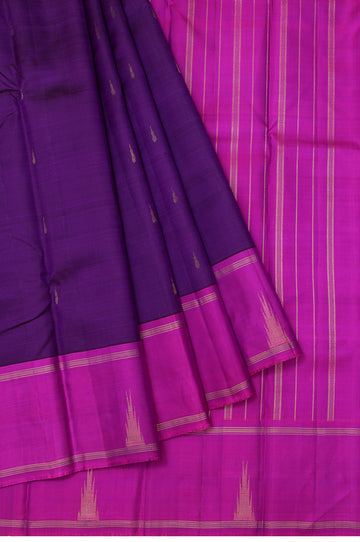 Violet Kanchipuram Silk Saree with Magenta Blouse