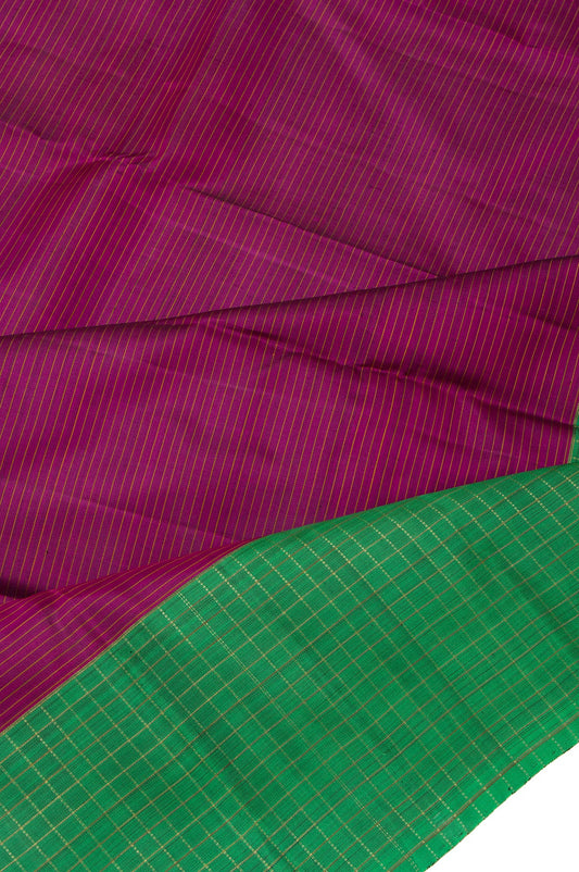 Magenta Kanchipuram Silk Saree with Green Border