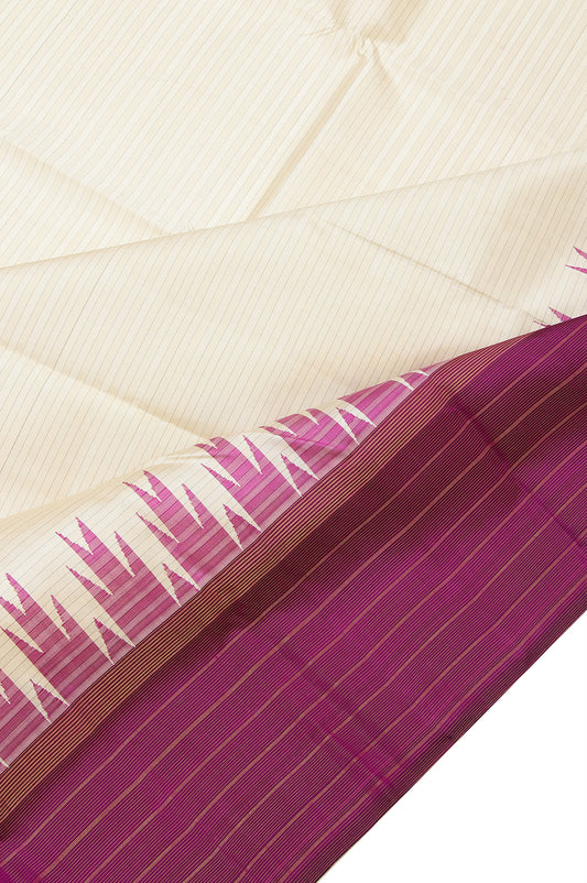 Off White Kanchipuram Silk Saree with Kaddi Border