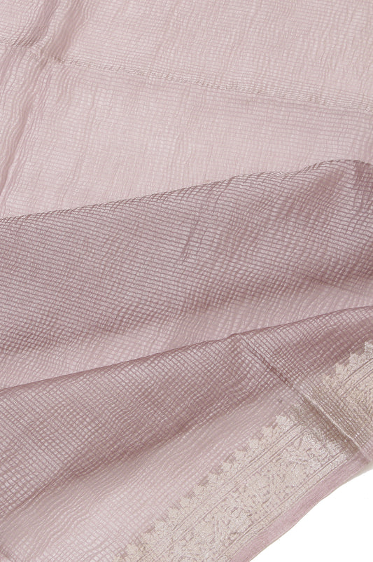 Onion Pink Organza Silk Saree with Flower Butta