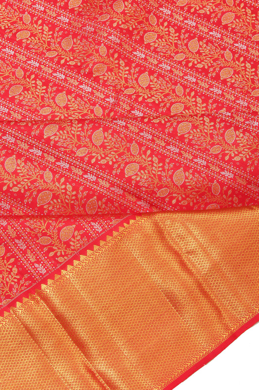 Red Kanchipuram Silk Saree with Dot Butta