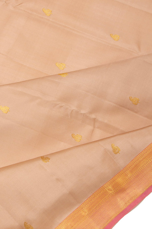 Sandal Kanchipuram Silk Saree with Diamond Butta Pallu