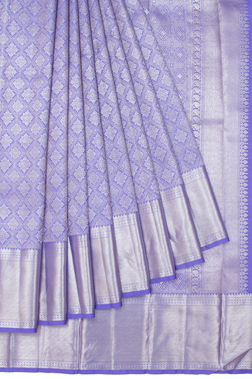 Lavender Floral Kanchipuram Silk Saree with