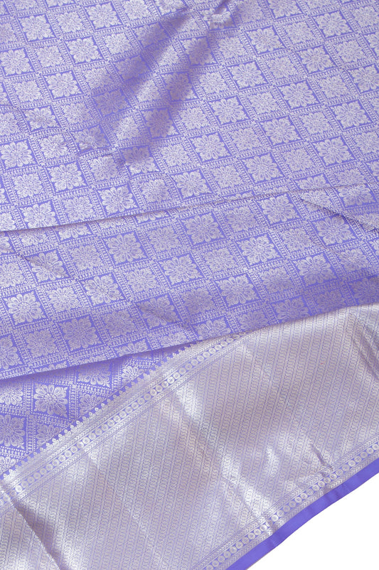 Lavender Floral Kanchipuram Silk Saree with