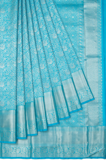 Sky blue Kanchipuram Silk Saree