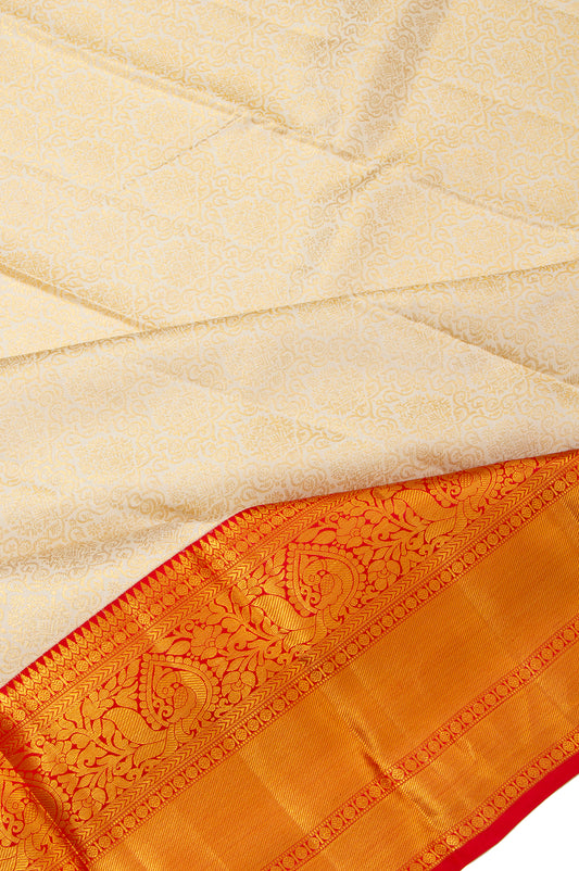 Cream Kanchipuram Silk Saree