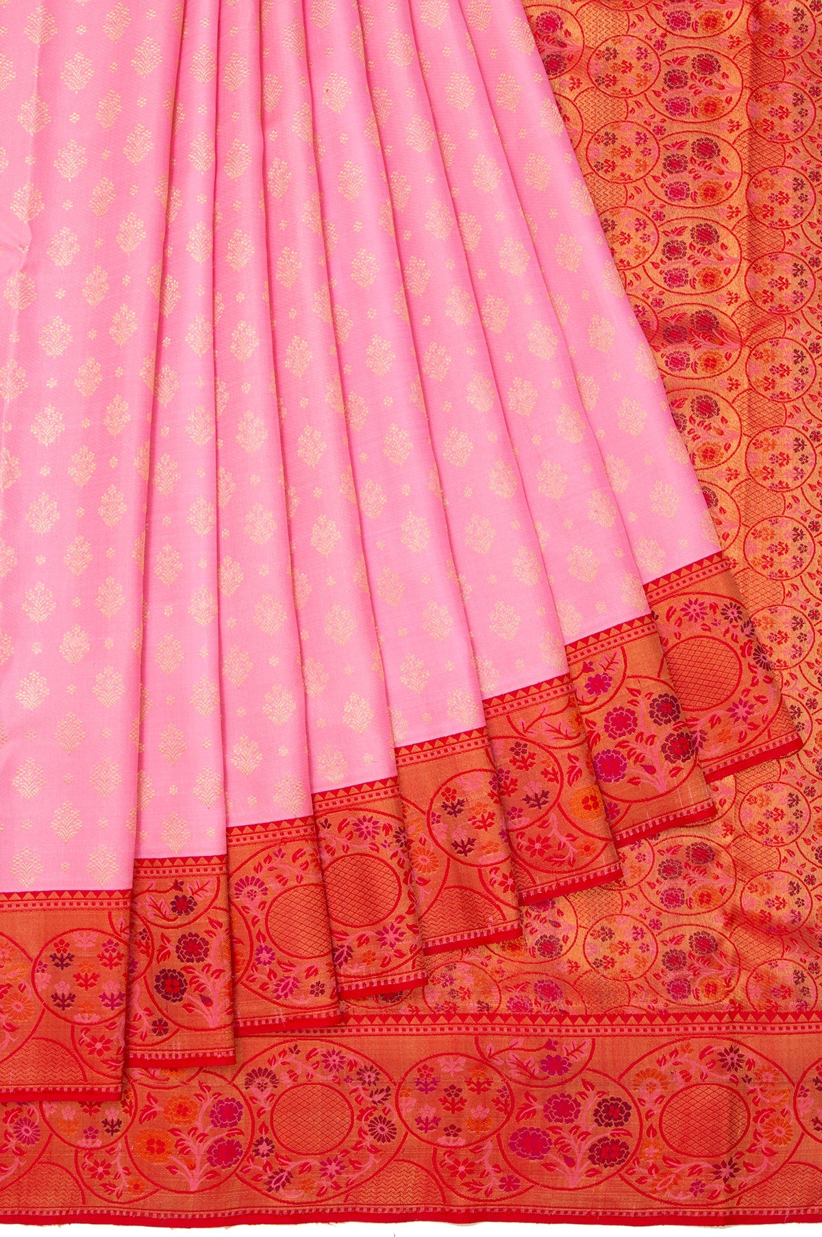 Pink Kanchipuram Silk Saree with Meenakari Pallu