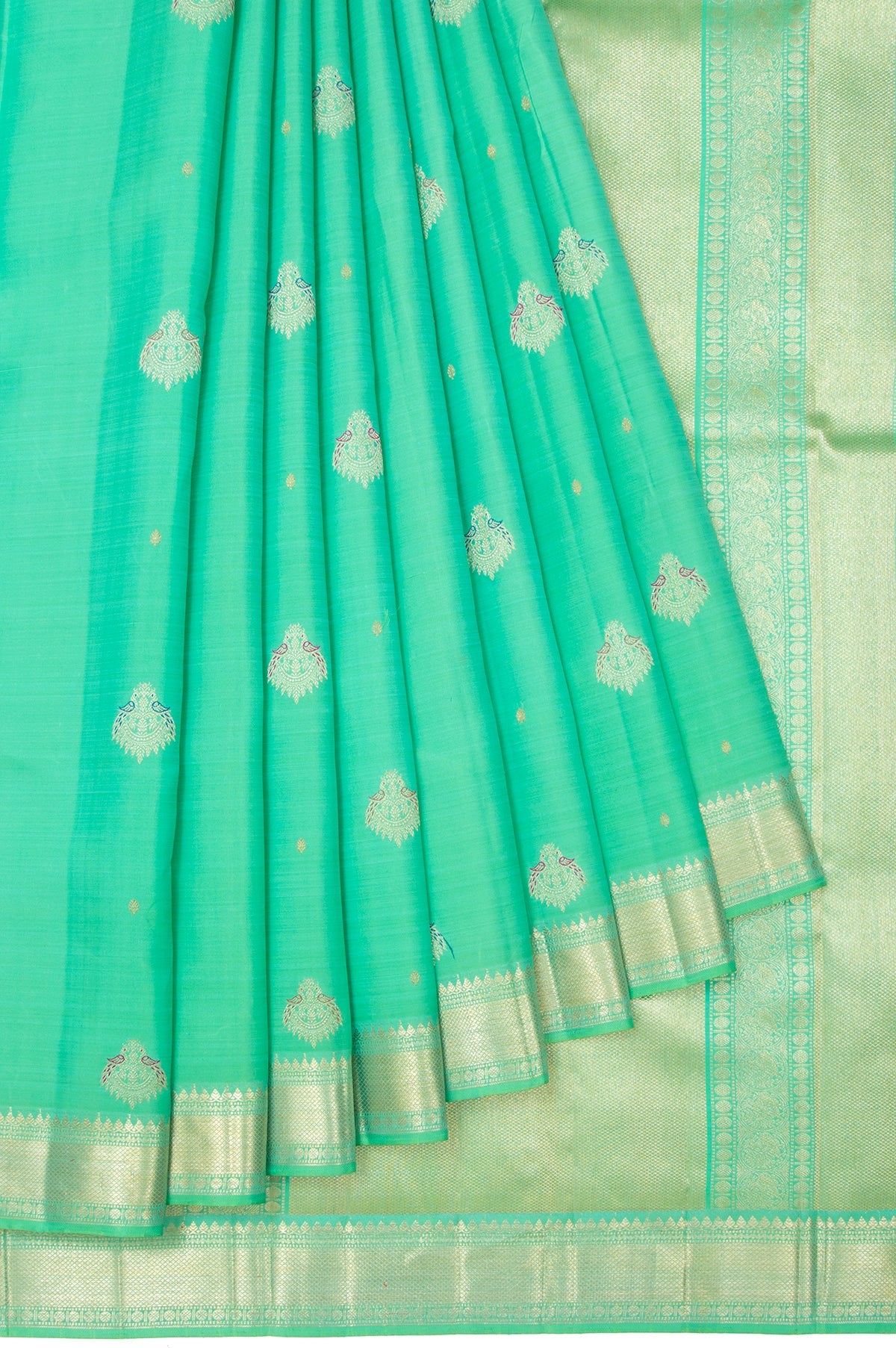 Parrot Green Kanchipuram Silk Saree with Tassels