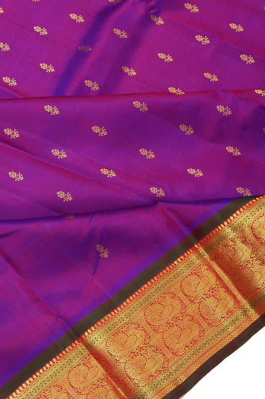 Purple Kanchipuram  Silk Saree with Mayil Motif Pallu