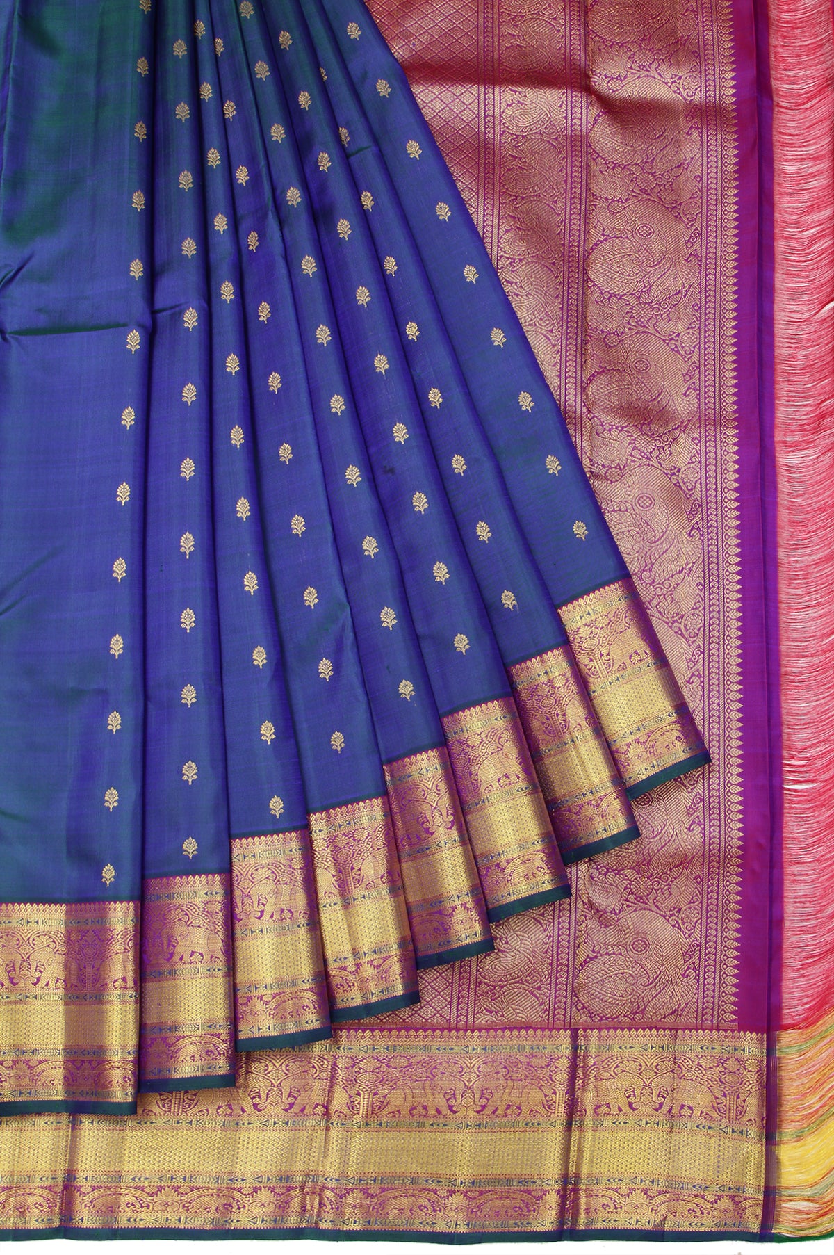 Peacock Blue Kanchipuram Saree with AnnaPakshi Motifs