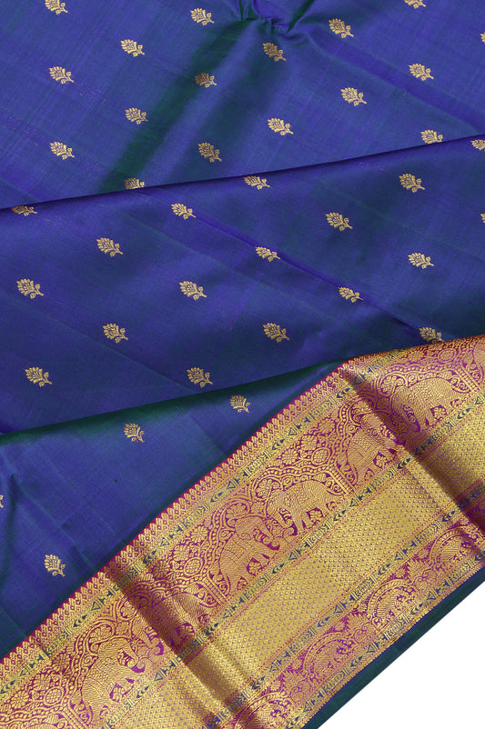 Peacock Blue Kanchipuram Saree with AnnaPakshi Motifs