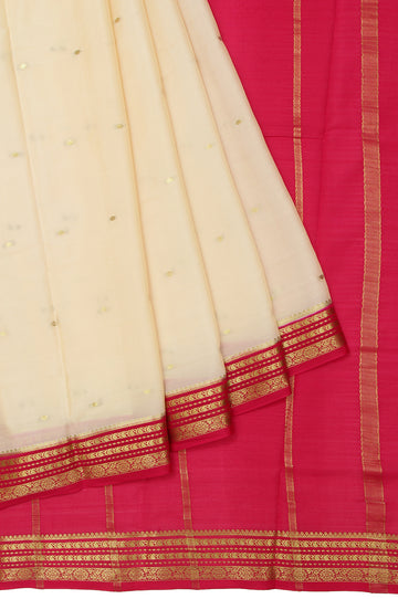 Sandal Mysore Silk Saree with Flower Butta Border