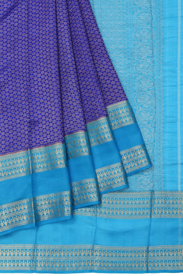 Blue Kanchi Kora Silk Saree Anandha Blue Pallu