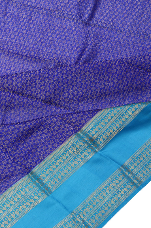 Blue Kanchi Kora Silk Saree Anandha Blue Pallu