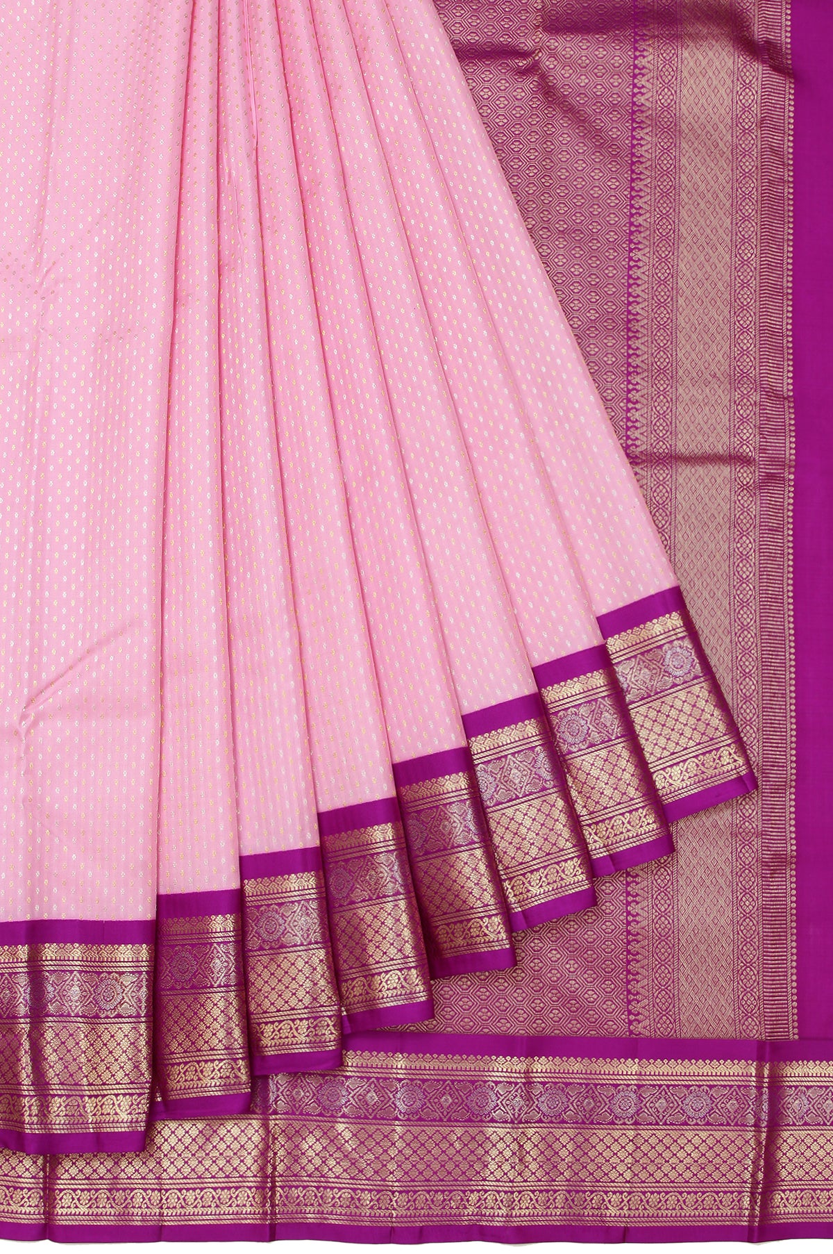 Pink Soft Silk Saree with Mango Butta Pallu