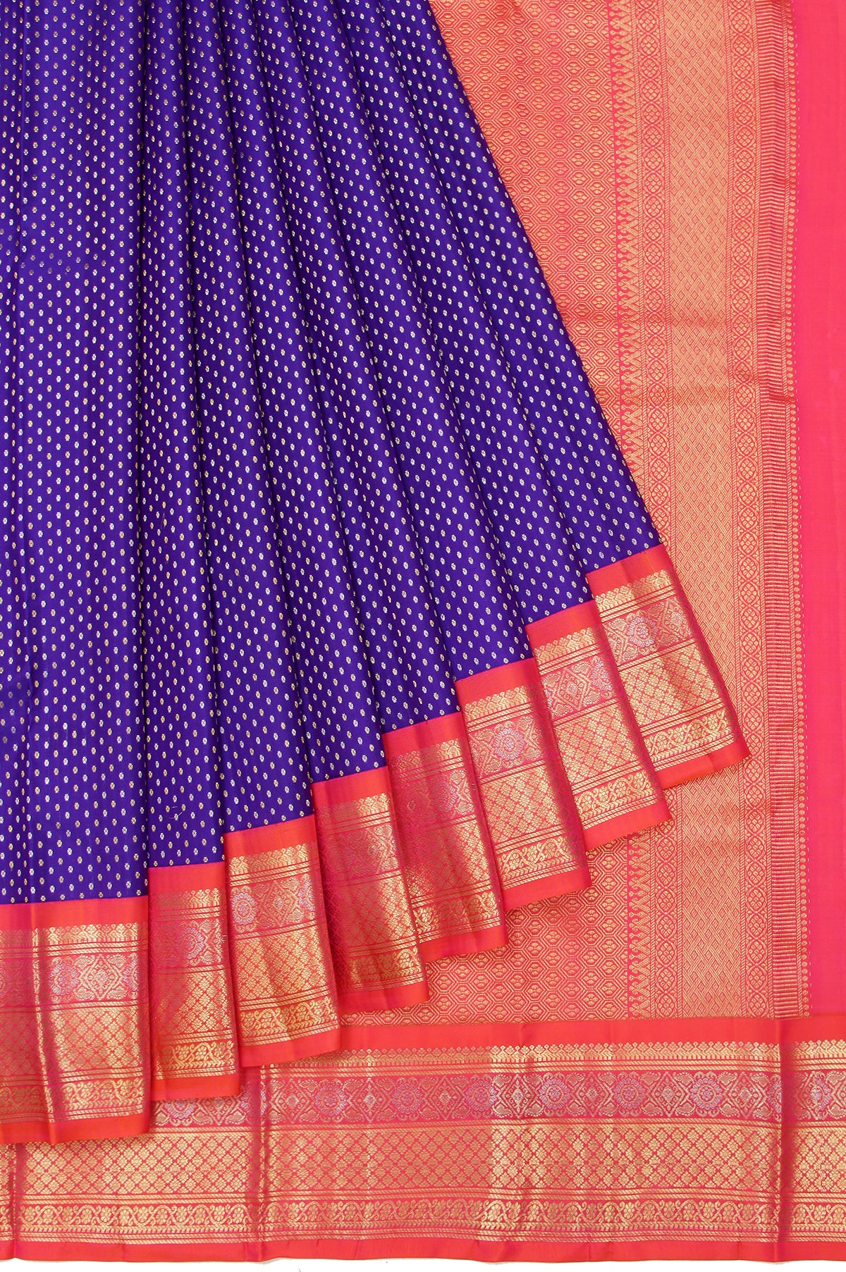 Blue Soft Silk Saree with Orange Border