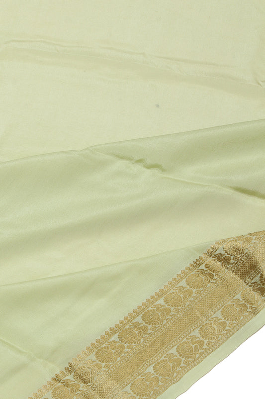 Pista Green Mysore Silk Saree with Gold Zari Peacock and Diamond Buttas