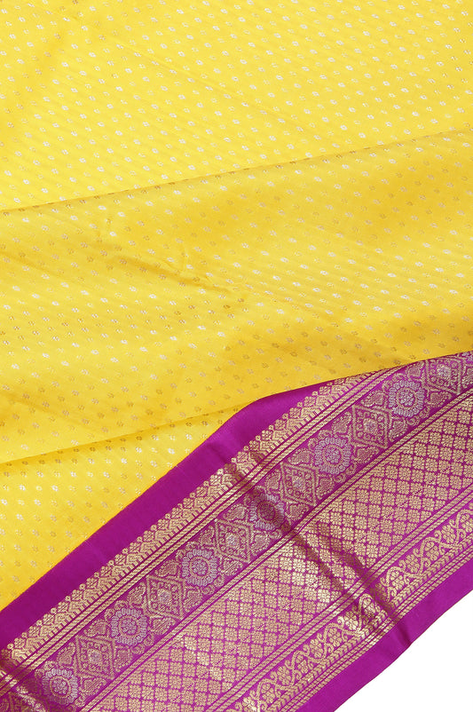 Yellow Soft Silk Saree with Flower Buttas