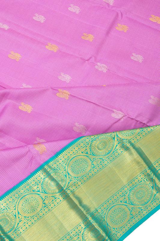 Lavender Kanchipuram Silk Saree with Rangoli Creeper Border