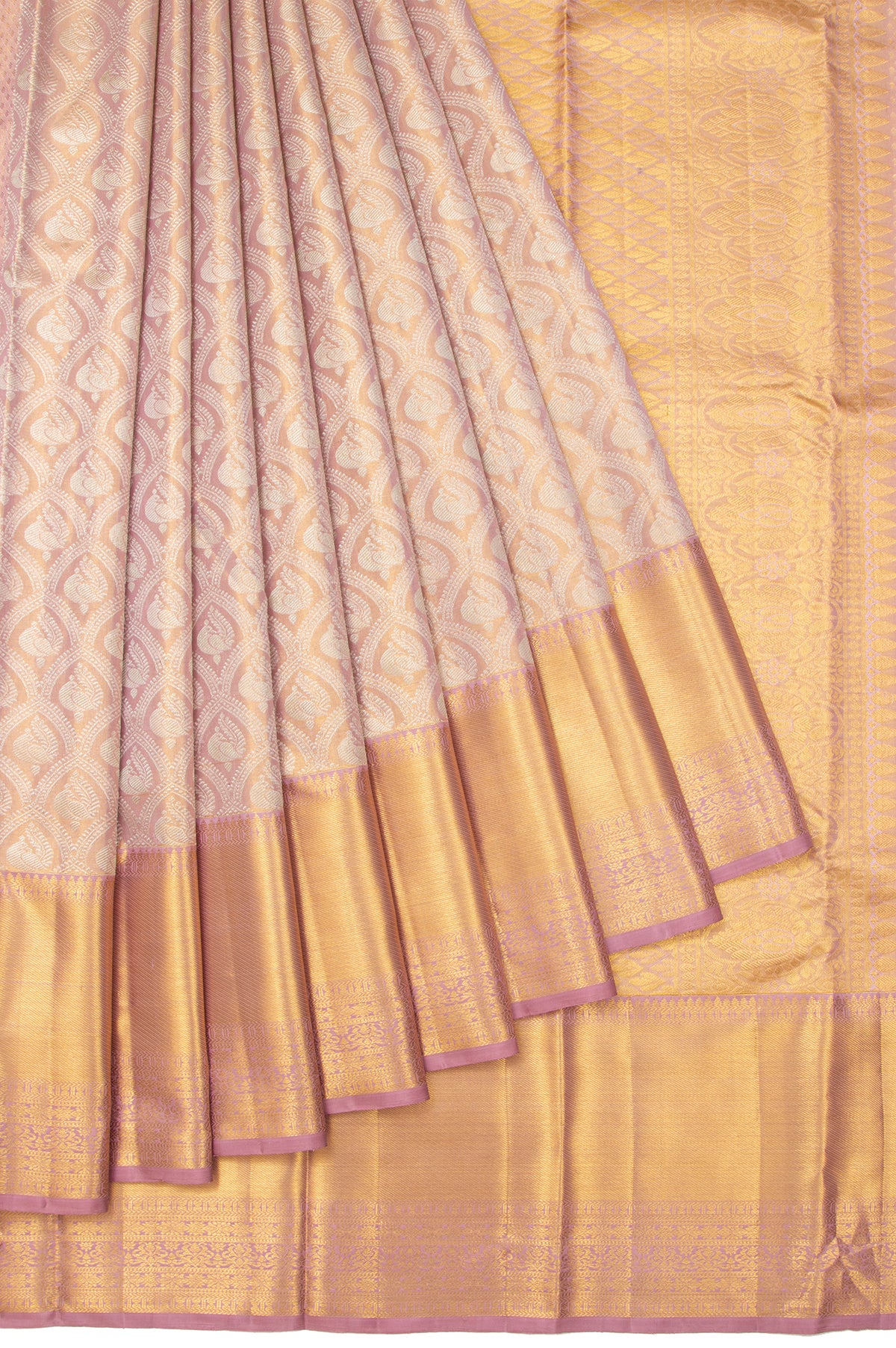 Onion pink Kanchipuram Tissue Silk Saree