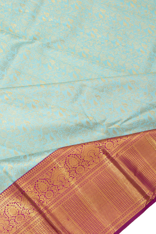 Sea Blue Kanchipuram Silk Saree with Star Butta