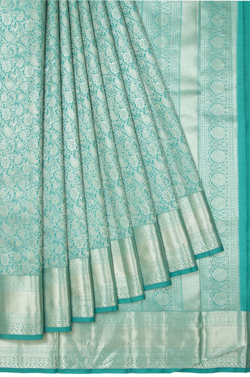 Sea Green Kanchipuram Silk Saree with Brocade Pallu