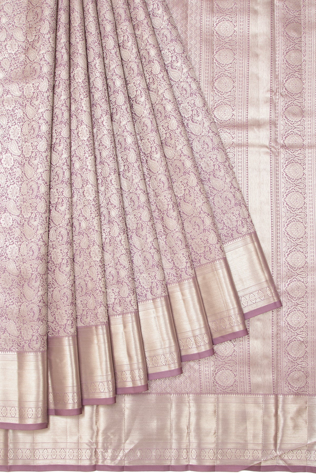 Lavender Kanchipuram Silk Saree with Self Plain Blouse