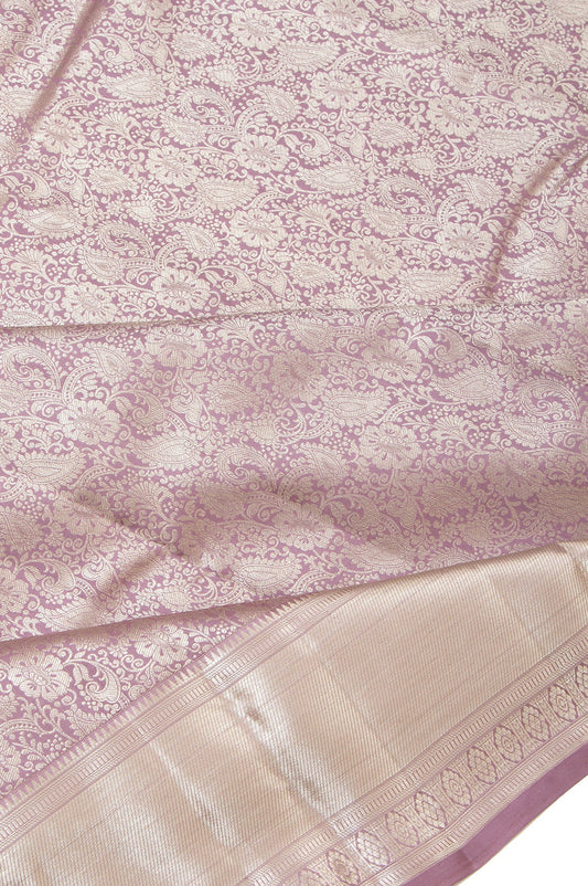 Lavender Kanchipuram Silk Saree with Rudraksha and Tree Design