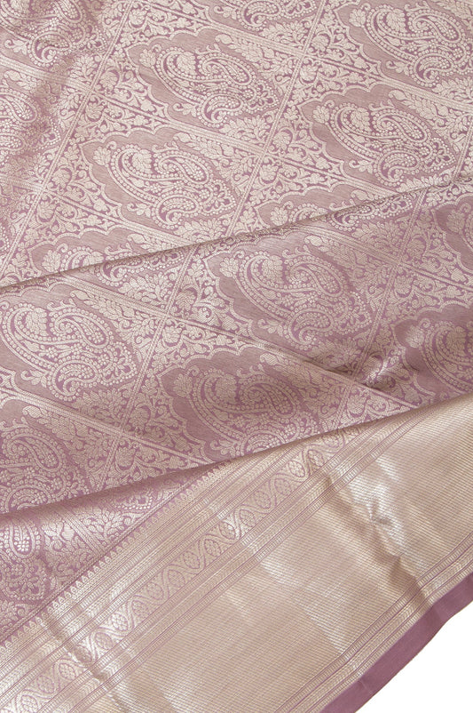 Lavender Kanchipuram Silk Saree with Floral Creeper Border