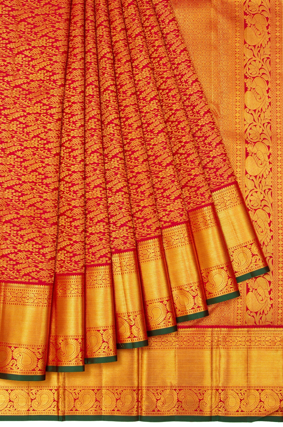 Maroon Floral Jaal Kanchipuram Silk Saree