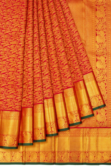 Maroon Floral Jaal Kanchipuram Silk Saree