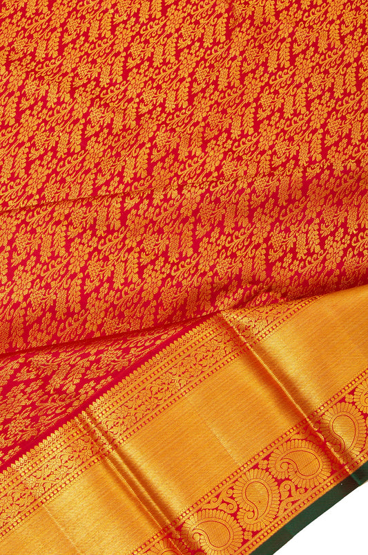 Maroon Floral Jaal Kanchipuram Silk Saree