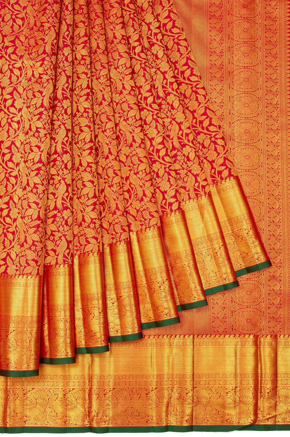 Maroon Kanchipuram Silk Saree with Mayil Design