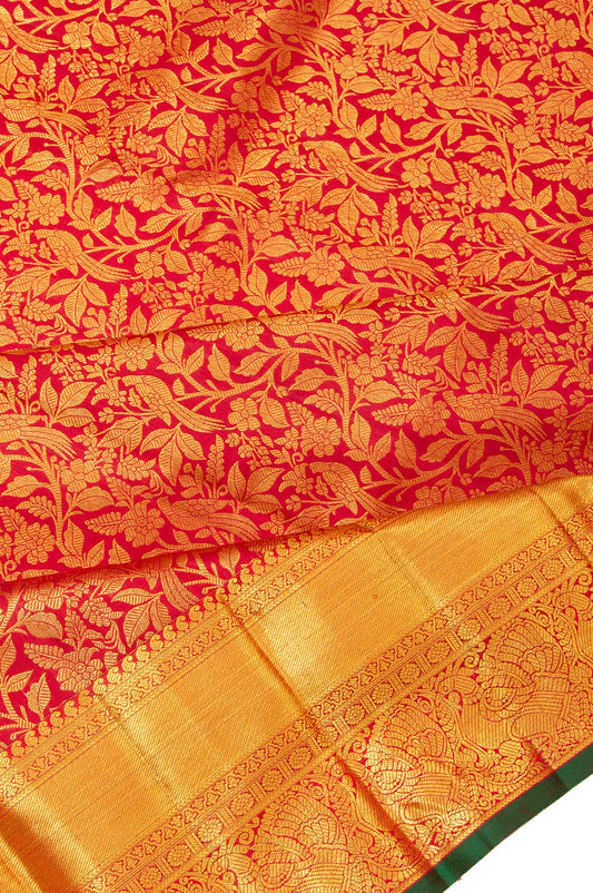 Maroon Kanchipuram Silk Saree with Mayil Design