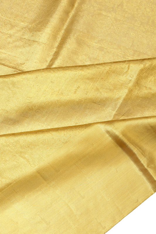 Gold Kanchipuram Tissue Silk Saree with Zari Twill Design and Tree Motifs