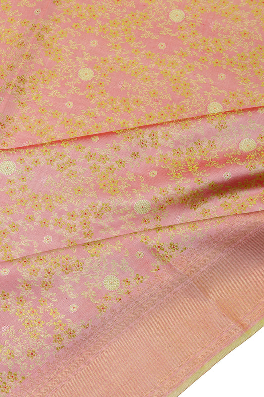 Onion Pink Kanchipuram Silk Saree with Pista Green Border