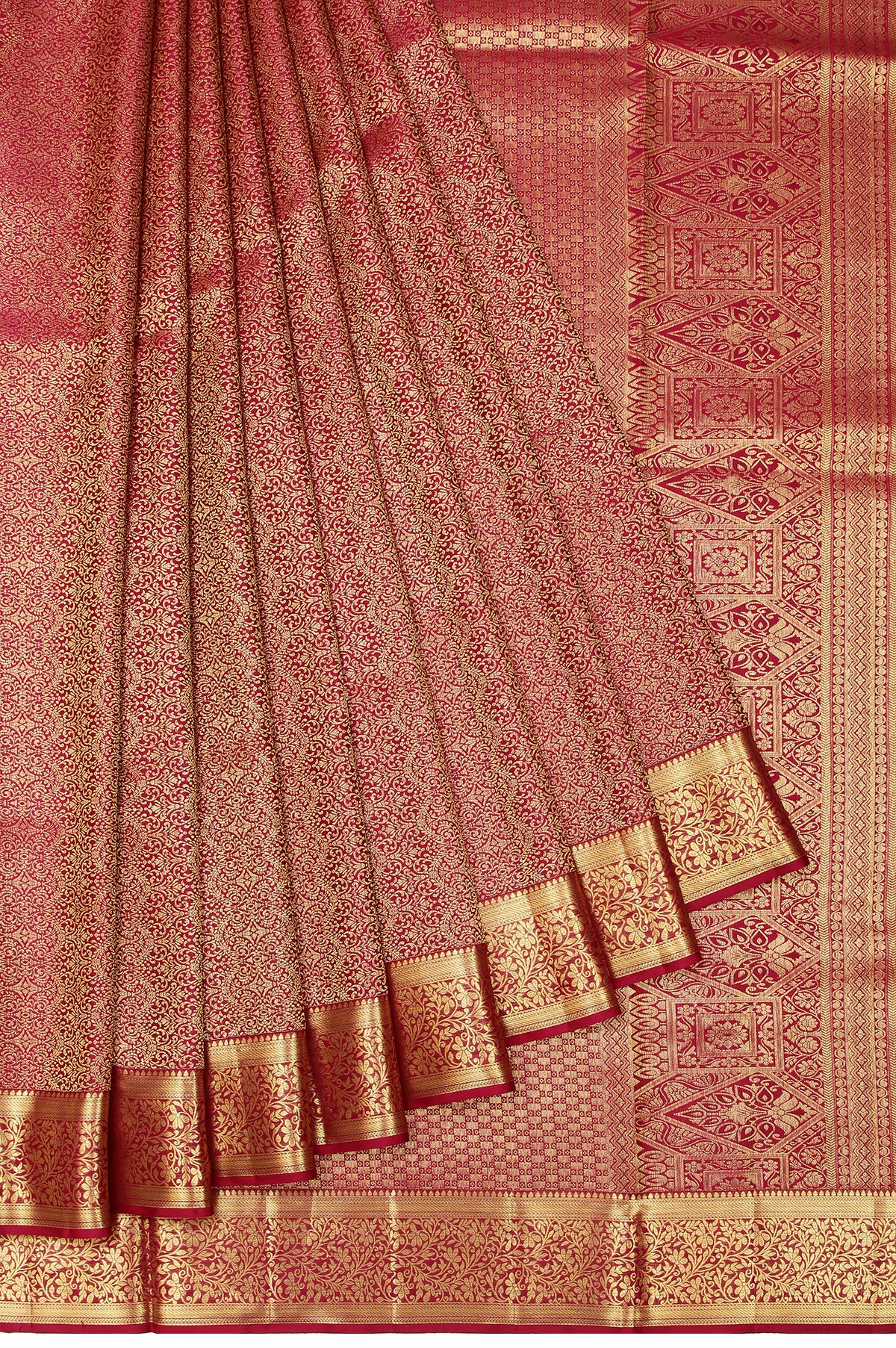 Maroon Kanchipuram Silk Saree –Jacquard Design Allove