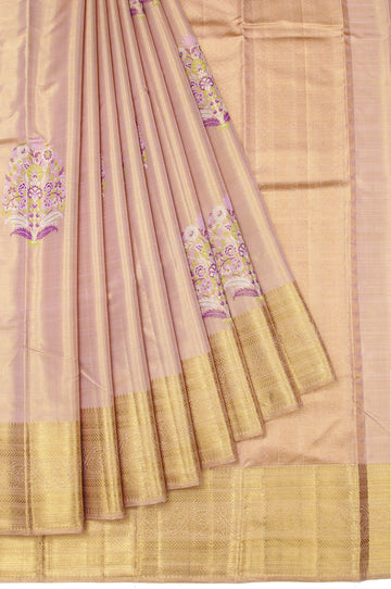 Yellow Kanchipuram Silk Saree with Mayil and Rudraksha Motifs